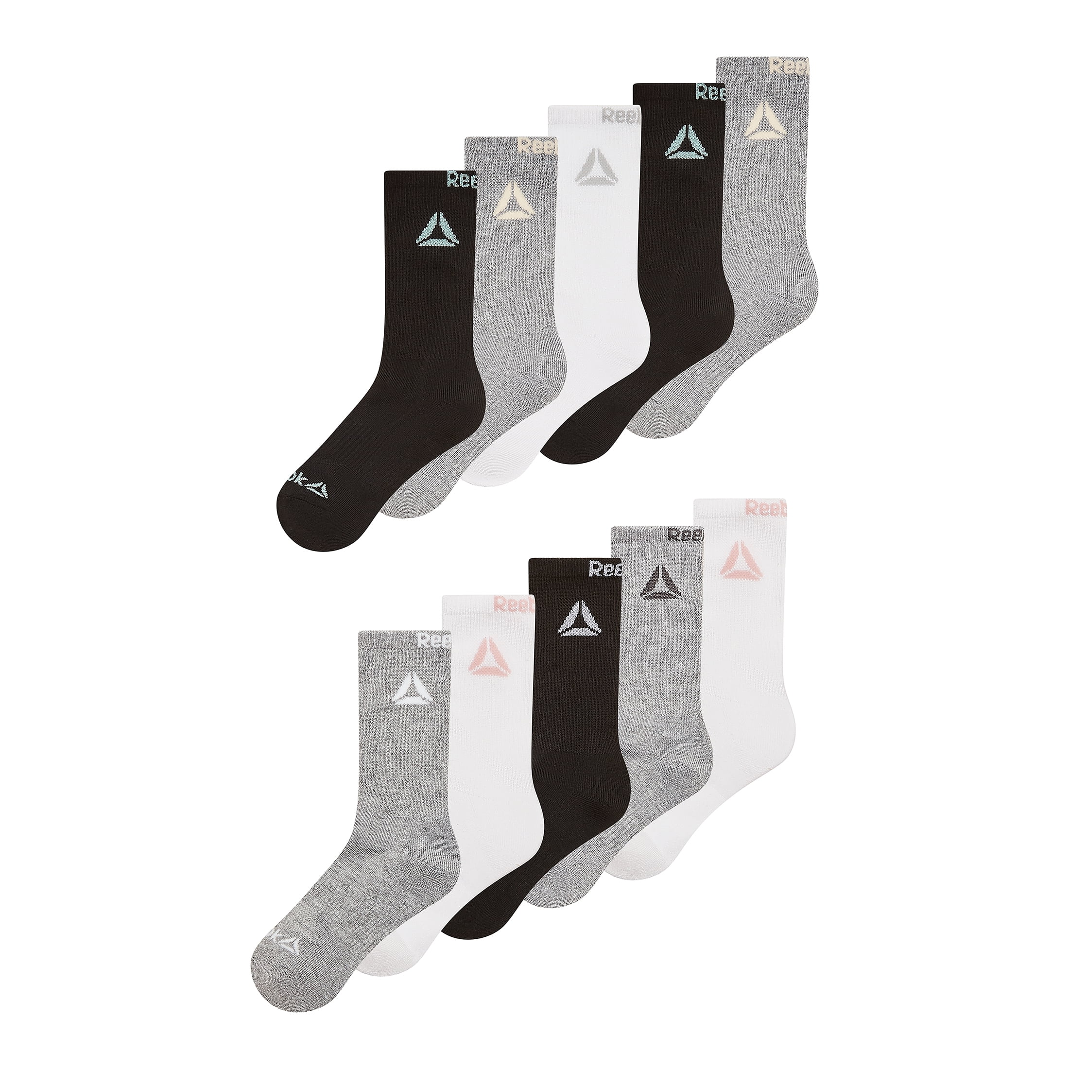Reebok Girls Socks Pro-Series Crew Kids Socks, 10-pack