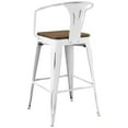 thumbnail image 5 of Bar Stool Chair Barstool, Set of 2, Wood, Metal Steel, White, Modern Contemporary Urban Design, Bar Pub Cafe Bistro Hotel Restaurant Hospitality, 5 of 5