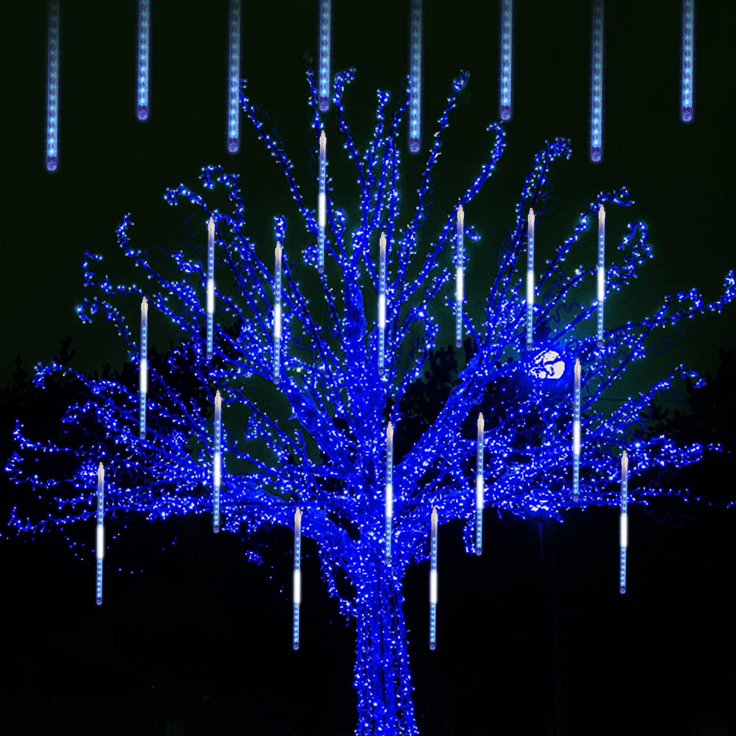 Meteor Shower Lights, 12 Inch Outdoor Icicles Christmas Lights, 8 Tubes