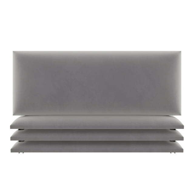 Vant 30 x 11.5 Inch Upholstered Decor Wall Panel, Platinum Gray (4 Pack)