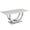 Silver, variant on 69.30 Inch Rectangular Dining Table, Modern Simple MDF Faux Marble Tabletop, Stainless Steel Mirror Surface In Silver Color, Suitable For 4-6 People, White Marble Pattern, Silver Mirror