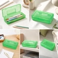thumbnail image 2 of Small Pencil Box, Plastic Case with Hinged Lid and Snap, Portable Storage for Back to Campus Supplies, Green, 2 of 7