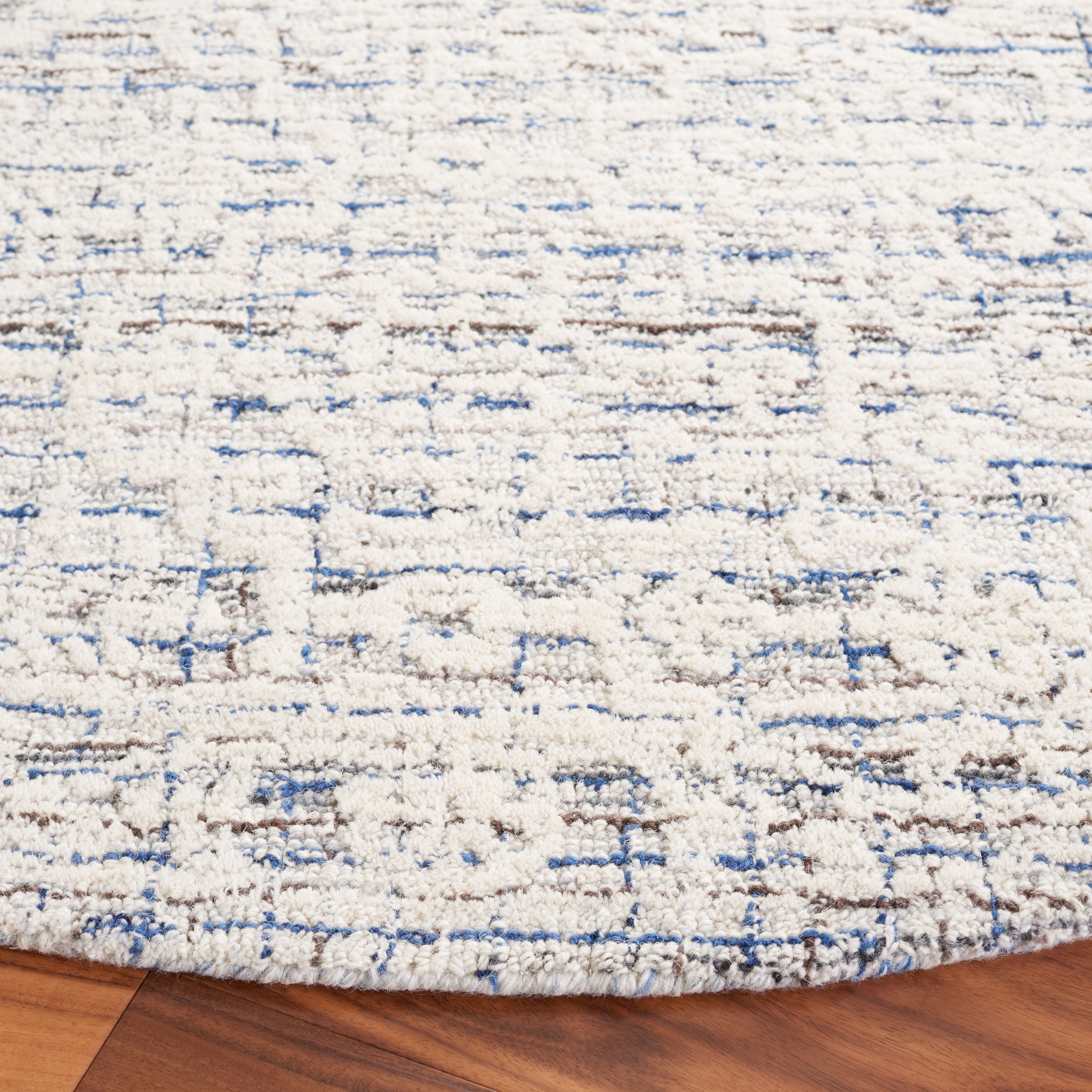 SAFAVIEH Ebony Adalyn Abstract Area Rug, Blue/Ivory, 6' x 6' Round