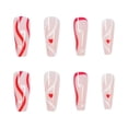 thumbnail image 3 of Juego de uñas acrílicas de uso diario, 24 uñas postizas para mujeres y niñas, uñas de ataúd con forma de corazón rojo, 3 of 5