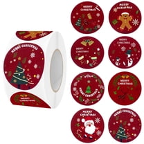 500 Pcs Merry Christmas Stickers Roll | 8 Unique Holiday Designs | 1.5 Inch Round Self-Adhesive Labels for Gifts, Envelopes, Sealing, and Crafts