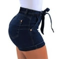 thumbnail image 3 of Langwyqu Women's High Waist Stretch Denim Shorts Lace-up Casual Shorts, 3 of 5