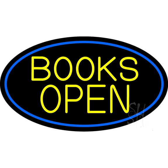Yellow Books Open LED Neon Sign 13 x 24 - inches, Black Square Cut Acrylic Backing, with Dimmer - Bright and Premium built indoor LED Neon Sign for Defence Force.