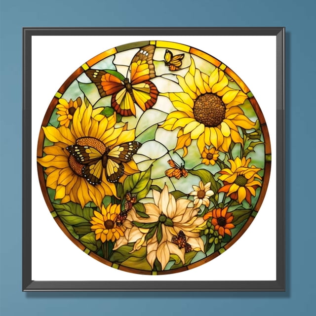 Cuadros Decorativos Kit de pintura por números DIY girasol mariposa aceite arte imagen artesanía decoración (H1547) Wdftyju embutido en tela
