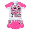 thumbnail image 1 of inhzoy Kids Girls Rash Guard Swim Shirt Tankini Bikini Set Shorts Floral Pink 14, 1 of 3