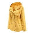 thumbnail image 4 of Lovskoo 2024 Women Windbreaker Jacket Solid Rain Jacket Outdoor Jackets Waterproof Hooded Raincoat Windproof Outerwear Yellow, 4 of 9