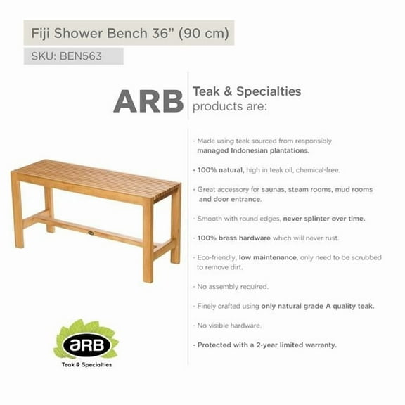 ARB TEAK & SPECIALTIES BEN563 Teak Shower Bench Fiji 36' (90 cm)