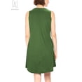 thumbnail image 4 of Gustave Women Summer Casual T Shirt Dresses Sleeveless Pure Color Pleated Loose Tank Tops Dress with Pocket (Green, L), 4 of 7