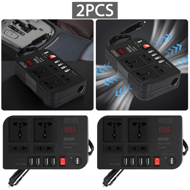 Inversor Coche 300W 12V A 220V Enchufe Inversor Universal Con Carga USB para Ordenador Portátil Y Coche