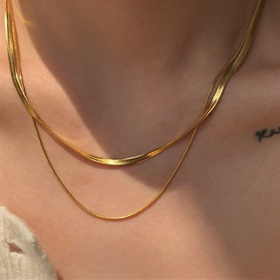 Cterwk Choker Necklace for Women, 14k Gold/Silver Plated Layered Choker Necklaces Minimalist Simple Chain Jewelry Gift
