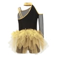 thumbnail image 2 of inlzdz Combinaison Courte à Sequins pour Filles, Jupe en Tulle, Performance Jazz Latin Or 8, 2 of 7