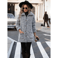 thumbnail image 2 of WQD Womens Fleece Jacket Winter Sherpa Coat Long Sleeve Warm Fuzzy Casual Outerwear Soft Cozy Lapel Snow Thick Button Fashion Top with Pockets, 2 of 8