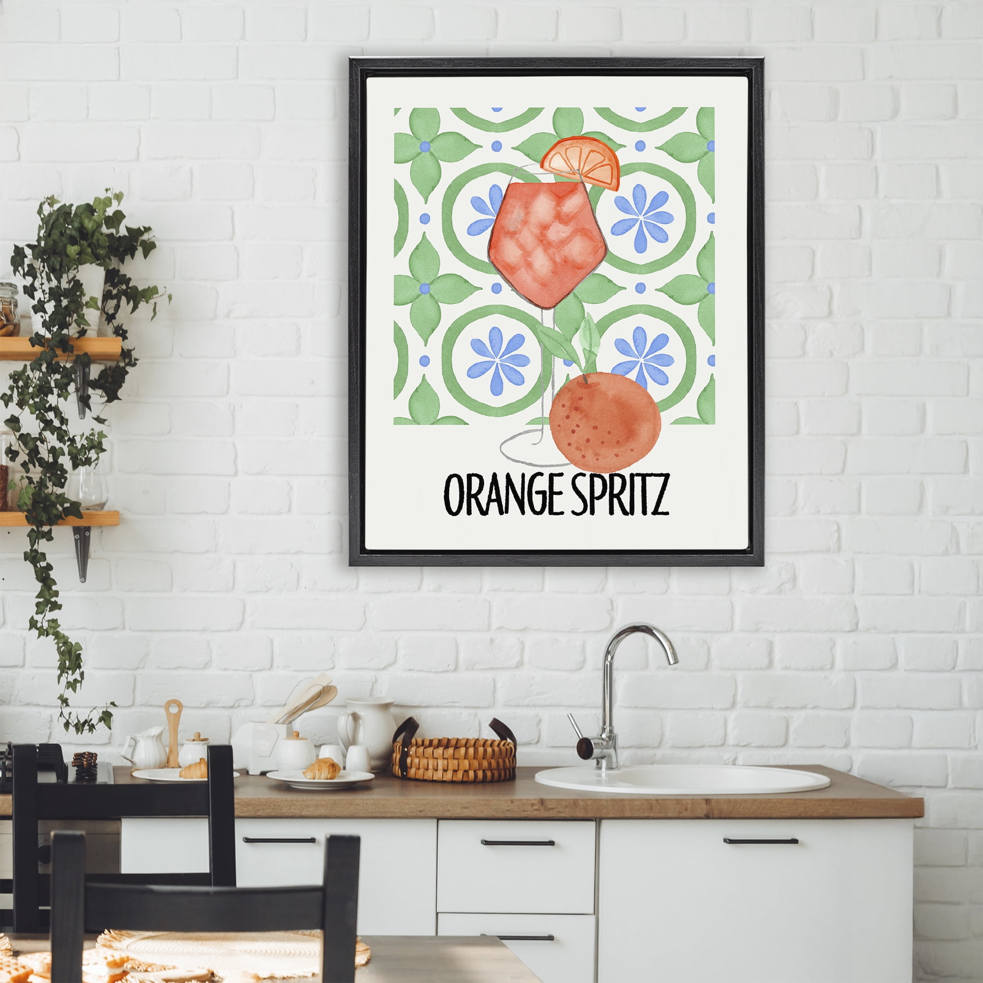 Stupell Industries Orange Spritz On My Mind Black Framed Floater Canvas Wall Art, design by Nina Jacobs