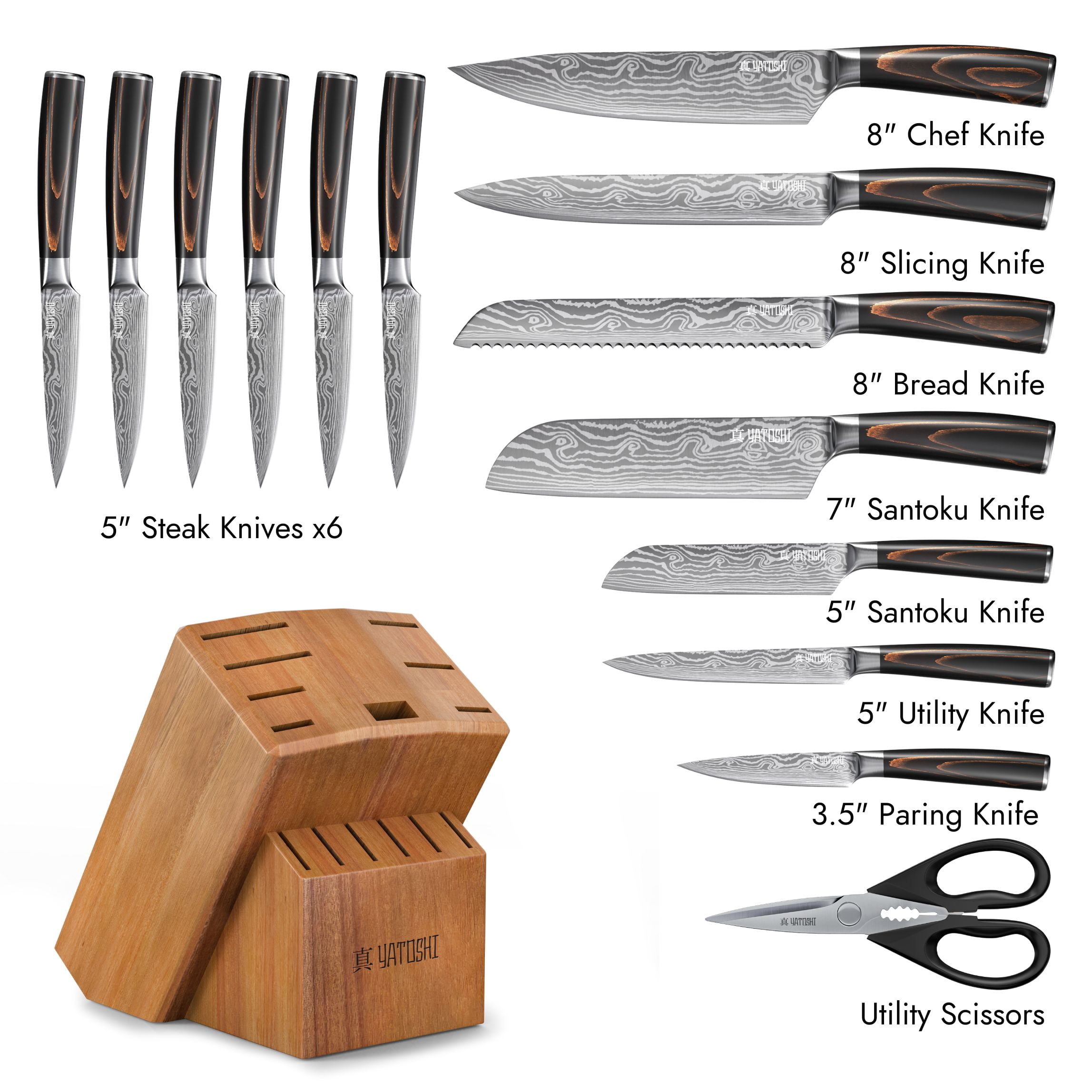 Professional 15-Piece Kitchen Knife Block Set