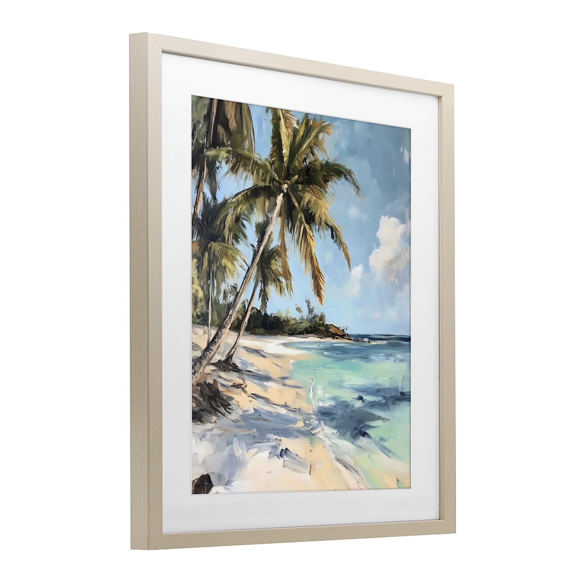 Stupell Industries Tropical Coastline Palm Frond Shadows Birch Framed Print Under Glass, design by Franklyn Gregory