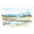 thumbnail image 2 of Harper, Ethan 32x23 Gold Ornate Wood Framed with Double Matting Museum Art Print Titled - Mountain Watercolor IV, 2 of 4