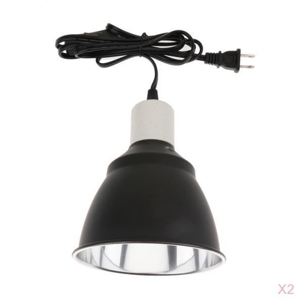 MERIGLARE 2pieces Reptile Tortoise Lamp Holder Reflector E27 300W US Plug