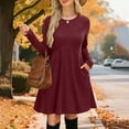 thumbnail image 6 of purcolt Long Sleeve Sweater Dress for Women Crew Neck Empire Waist Baby Doll Knee Length Dresses Casual Tunic Fall Dresses, 6 of 9