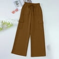 thumbnail image 4 of QQZ Flowy Wide Leg Cargo Joggers Pants For Women, Elastic Waist Drawstring Casual Track Pants, Daily Lounging Weekend Travel Outfits, 4 of 8