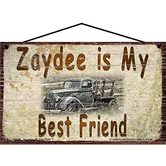 5x8 Zaydee is my Best Friend Sign, Vintage Style Home Décor for Grandpa with Classic Old Truck, Yiddish Word for Grandfather, Gift for Father's Day, Decorative Household Family Signs