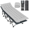 thumbnail image 1 of Outsunny Camping Cot for Adults with Mattress, Folding Bed, Light Grey, 1 of 10