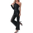 thumbnail image 4 of INSPIRE CHIC Sequin Jumpsuits for Women's One Shoulder See Through Wide Legs Party Romper XS Black, 4 of 6