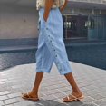thumbnail image 2 of Pantalón Corto con Cintura Elástica y Estampado de Rayas, Color Azul, Talla S, 2 of 3