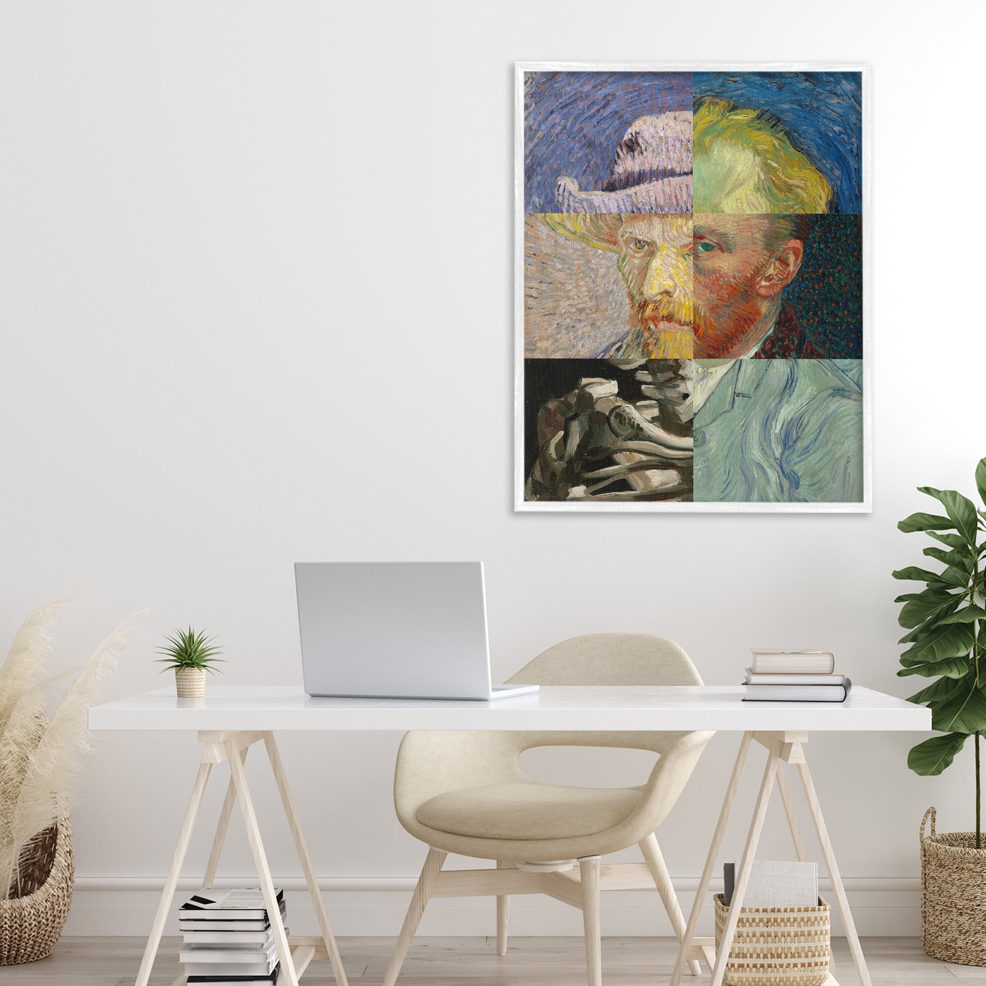 Collaged Van Gogh Portraits White Framed Giclee Art, design by Masters Redux