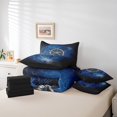 thumbnail image 4 of Nautical Rudder Full Bedding Set 7 Pieces,Mystic Spider Web Trippy Blue Black Comforter Set with Sheets for Kids,Navigation Ocean Adventure Theme Psychedelic Bed Set in a Bag with Pillow Covers, 4 of 5
