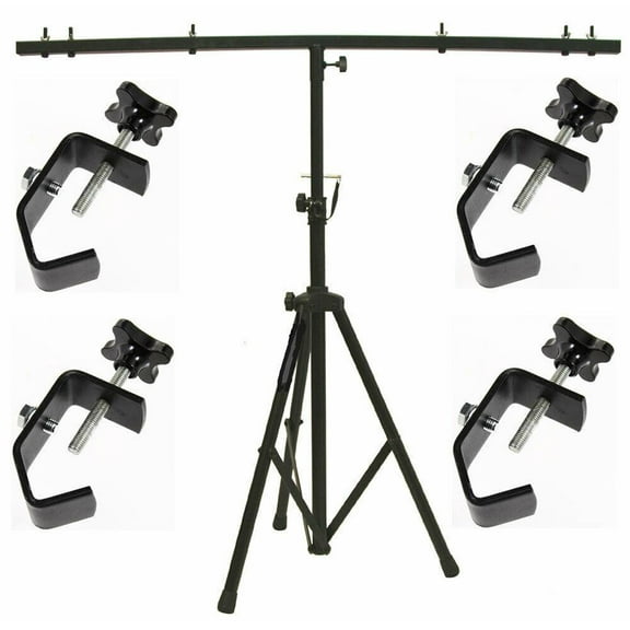 MR DJ DJ Pro Audio Lighting Fixture Tripod Stand with T-Bar Light Truss   4 C Clamps