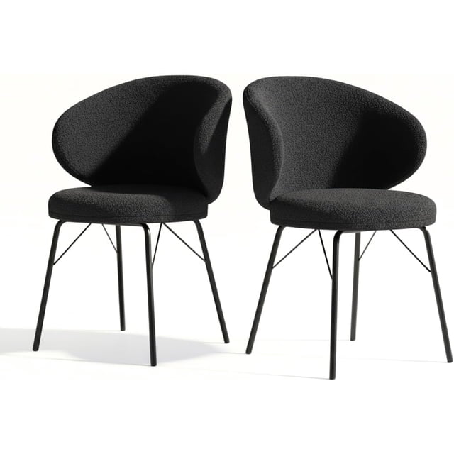 Set de 2 Sillas Modernas para Comedor, Estructura de Acero, Negro