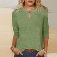 thumbnail image 2 of Womens Shirts Summer Fashionable Casual Solid Color Three Quarter Sleeve Top T Shirt Womens Tops, 2 of 6