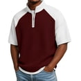 thumbnail image 2 of S-5X Plus Size Mens Big & Tall T-Shirts Short Sleeve Tshirts Shirts for Men Summer Waffleknit Zipper Stand Collared Casual Tees Tops, 2 of 5