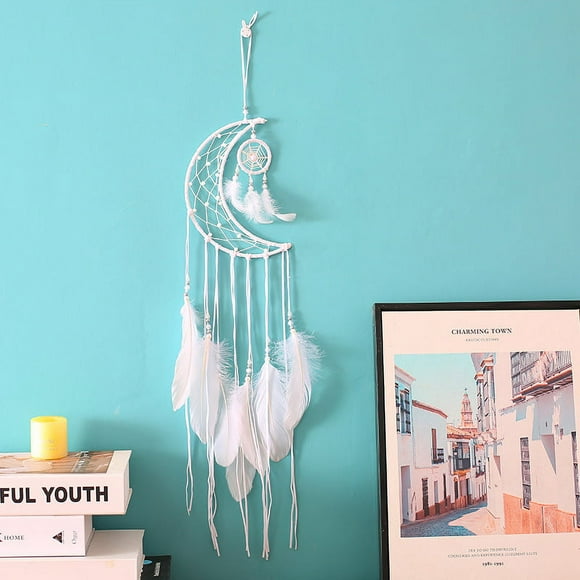 Dotpet Moon Half Circle Dream Catcher,Handmade Dream Catcher with Small Circle Dreamcatcher for Wall Art Hanging Bedroom Home Decoration Ornament Cra