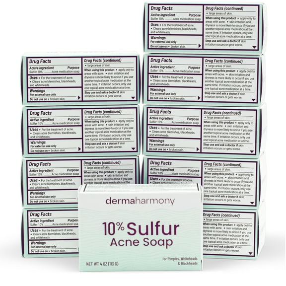 DermaHarmony 10% Sulfur Bar Soap - 4 oz each - (10 Bars)