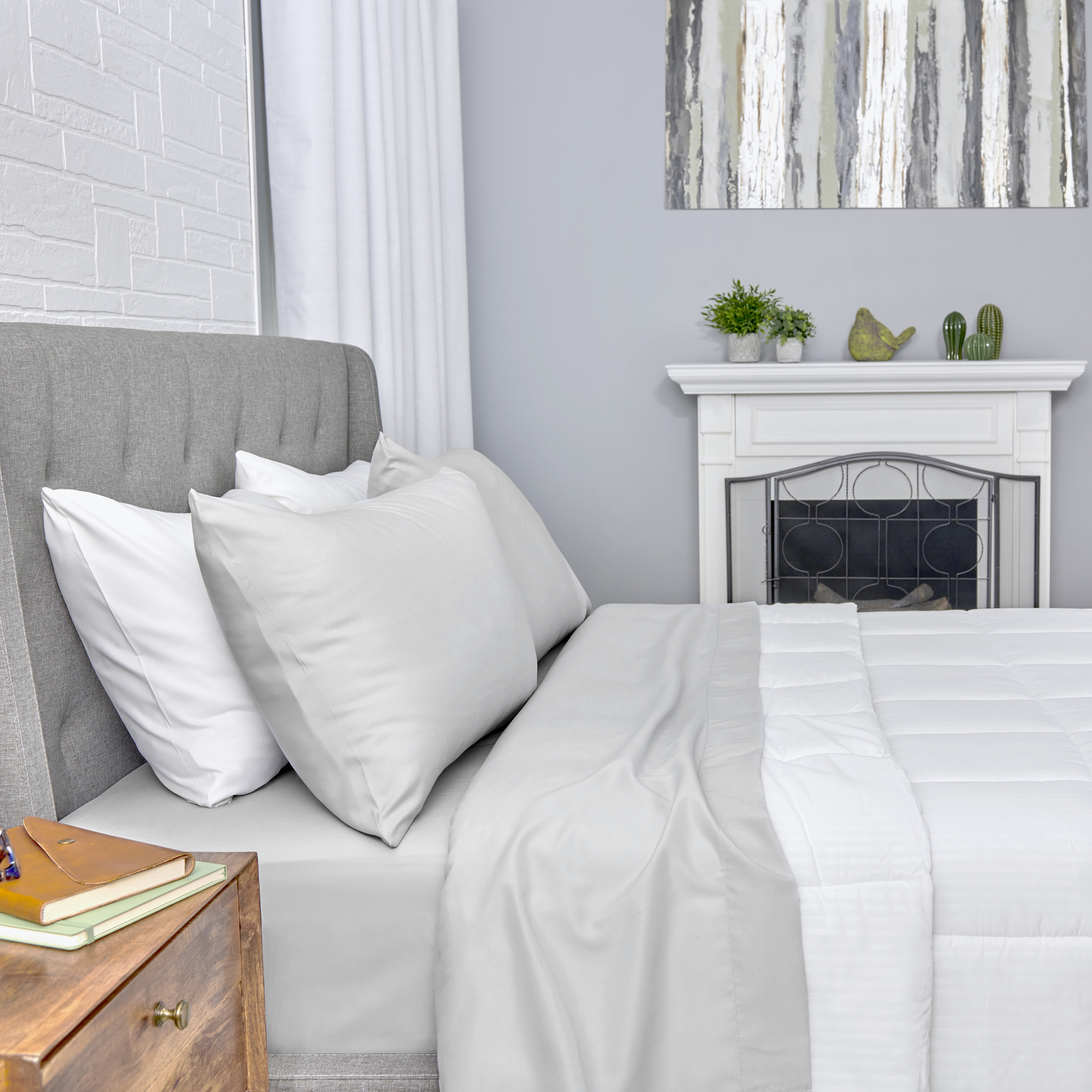 Sealy Charcoal Infused Sheet Set. Gray, Twin