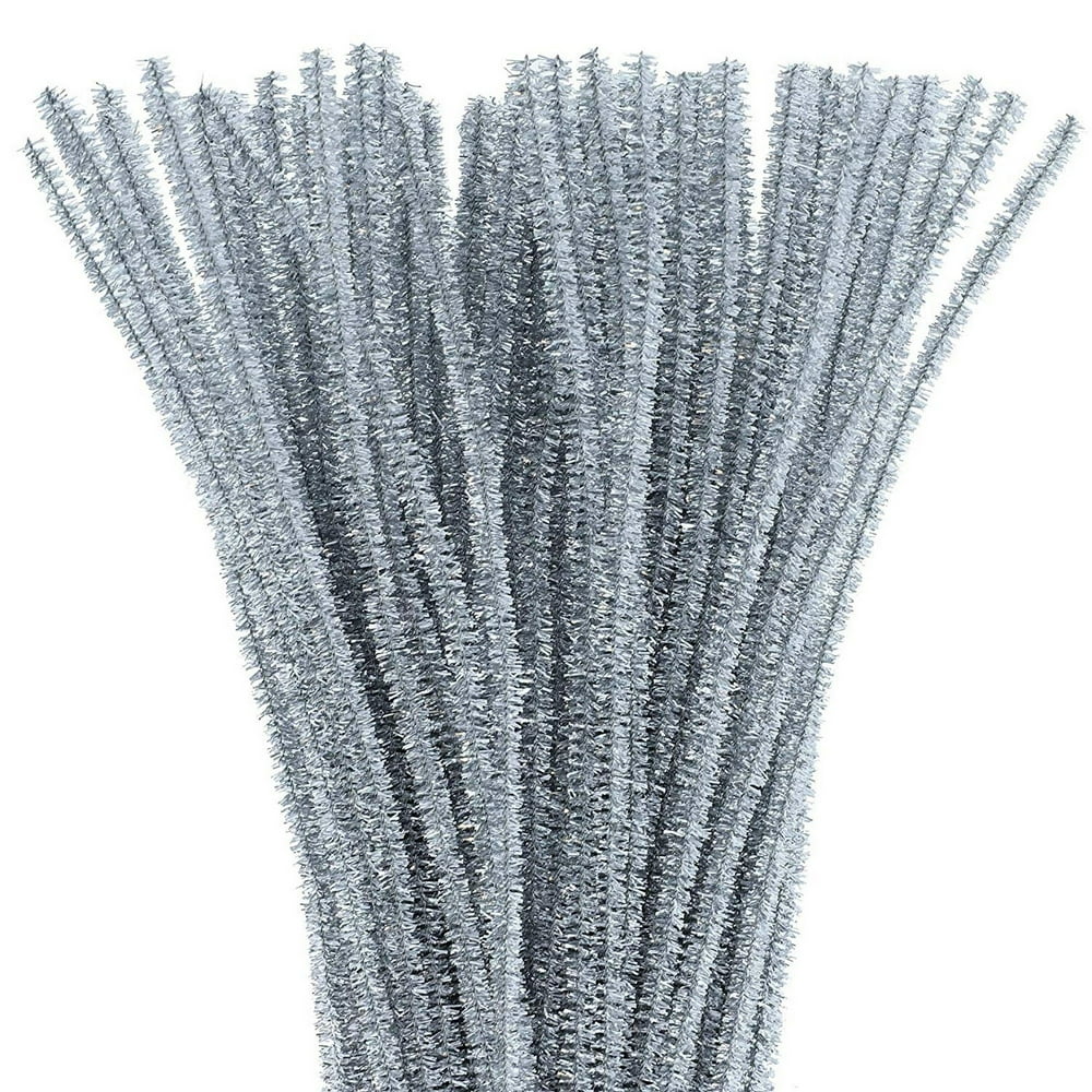 500 Pack Silver Pipe Cleaners Craft Fuzzy Sticks Chenille Stems for Art