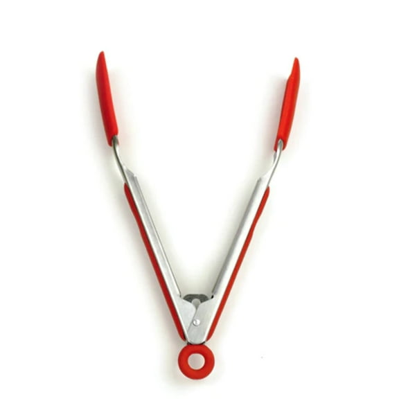 SQUARE SILICONE TIP TONGS - 9IN - RED