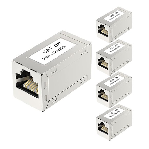 5 Pack RJ45 Coupler, Female to Female Network Connector Inline Adapter Keystone for Ethernet Cat5e Cable Extender