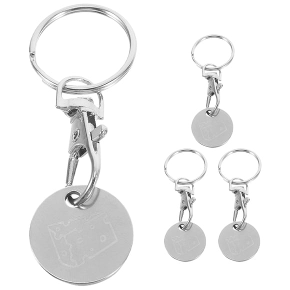 4 llaveros de acero inoxidable con forma de carrito de compras, de metal, accesorio para carrito de compras
