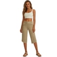 thumbnail image 7 of Nestiefly Womens Capri Pants with Pockets Straight Leg Yoga Capris Leggings Mid-Calf Capris Workout Summer Khaki L, 7 of 7