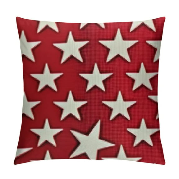 SHANXI Red Stars Throw Pillows Linen Farmhouse Holiday for Sofa Living Room Outdoor Decor 12x12in