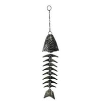 Vintage Cast Iron Fish Wind Chimes for Outdoor - Fishbone Design Windchime with Soothing Melody, S Hook for Garden, Patio, Porch Hanging Decor, Housewarming Gift