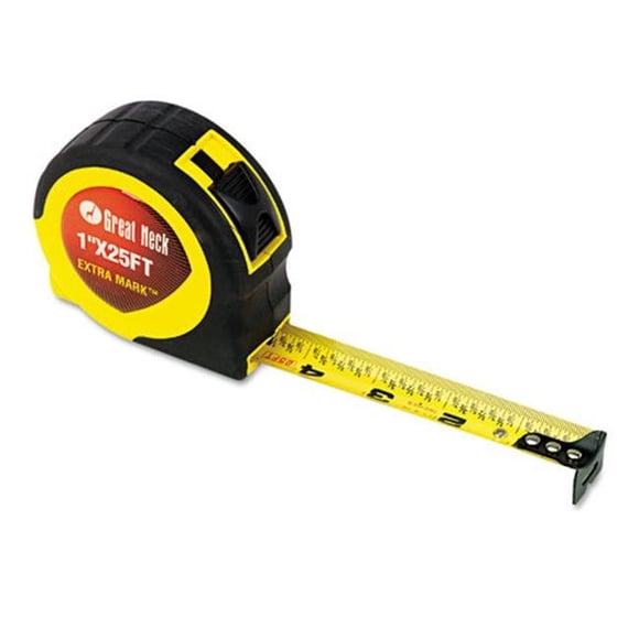 Great Neck Saw Mfg. 95005 ExtraMark Power Tape- 1'' x 25ft- Steel- Yellow/Black