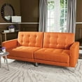 thumbnail image 4 of SAFAVIEH Soho Tufted Foldable Futon Sofa Bed, Orange, 4 of 10