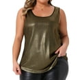 thumbnail image 2 of DARING DIVA Women's Plus Metallic Tank Top Sleeveless Shiny Party Tops 1X Gold, 2 of 5